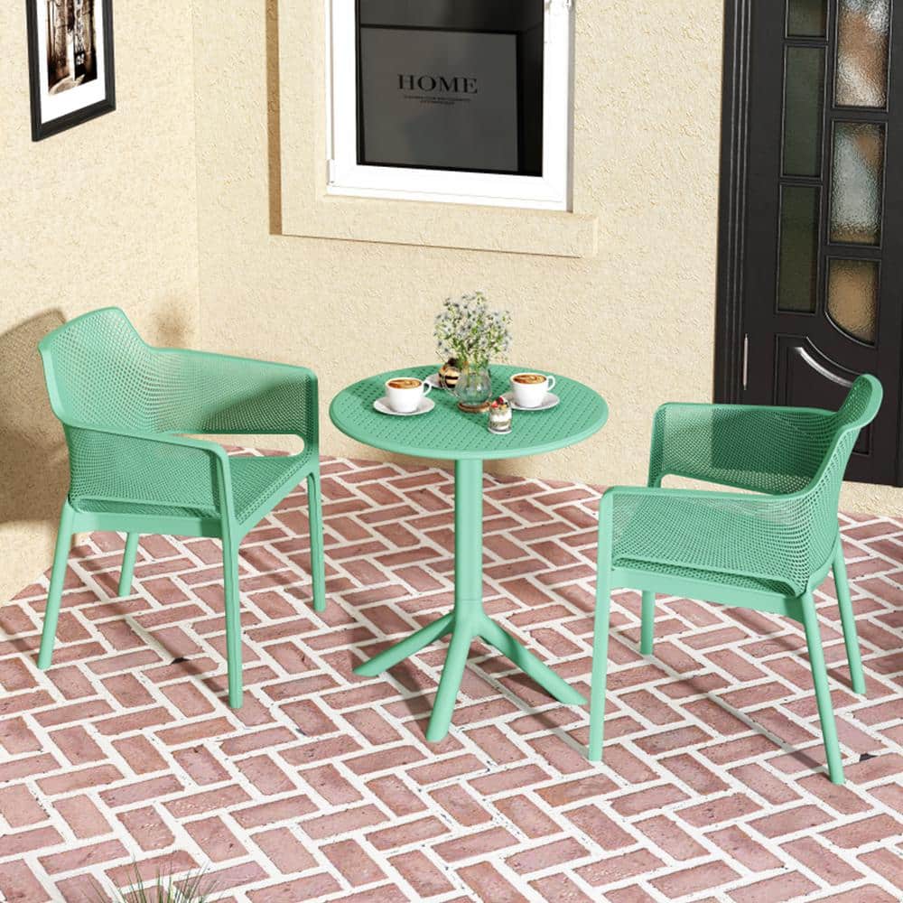 3-Piece Plastic Outdoor Bistro Set in Army Green