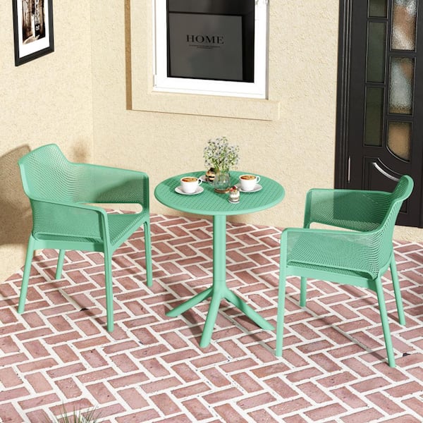 Unbranded 3-Piece Plastic Outdoor Bistro Set in Army Green