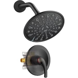 Single-Handle 6-Spray Patterns Round 6 in. Detachable Shower Head Shower Faucet in Black (Valve Included)