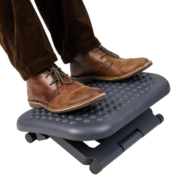 Mind Reader Black Ergonomic Height Adjustable Foot Rest Foot Stool Under Desk at Work 13.5 in. W