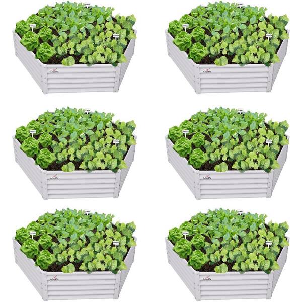 6pcs Hexagon Galvanized Raised Garden Beds-in. x 60 in. x 18 in. Metal Planter Boxes for Vegetables, Flowers and Herbs