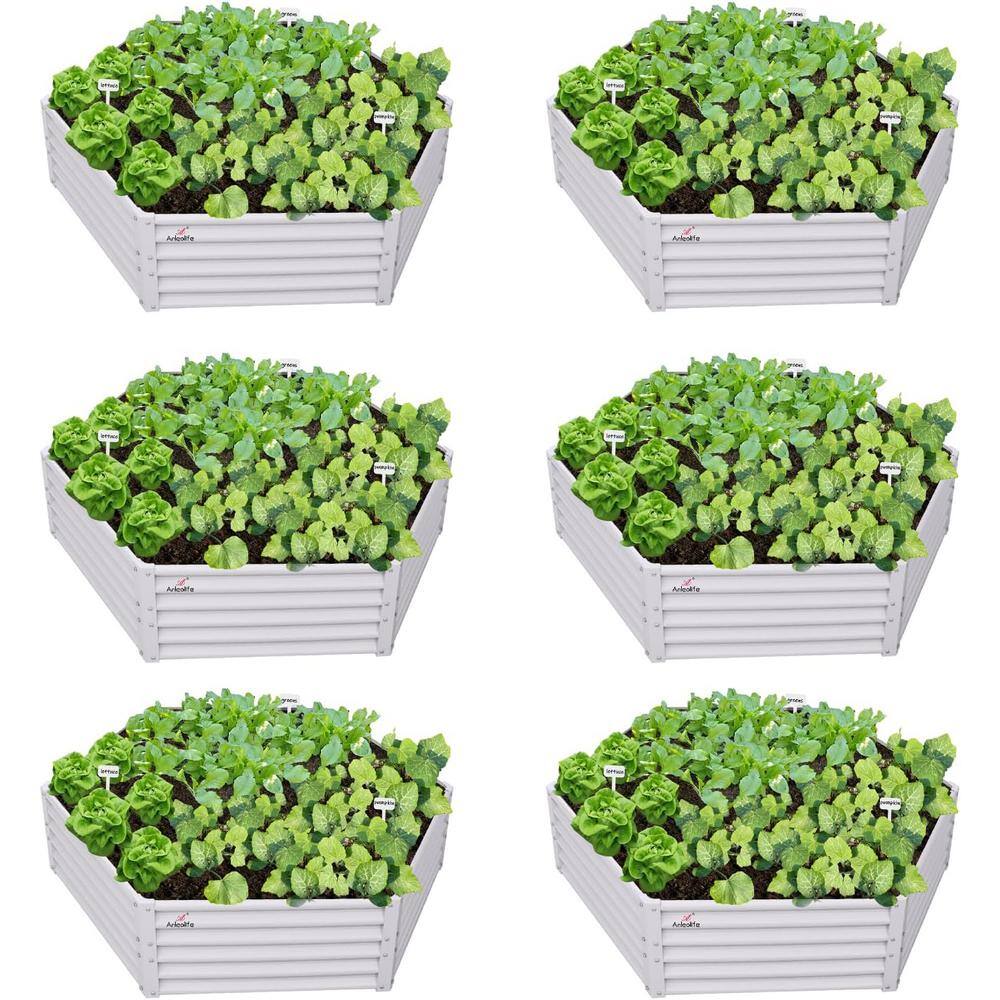 6pcs Hexagon Galvanized Raised Garden Beds-in. x 60 in. x 18 in. Metal Plan