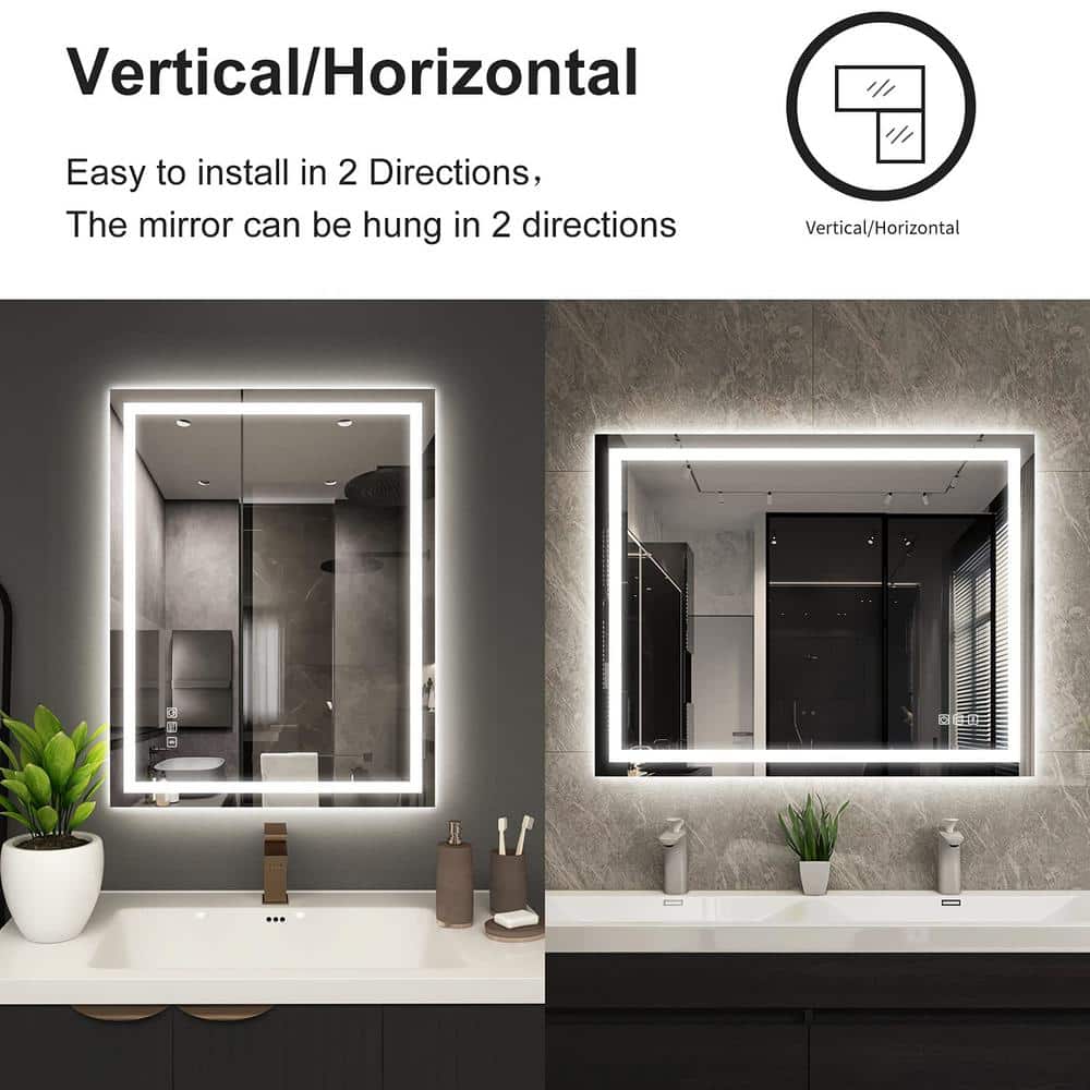 40" x 28" Frameless Rectangular LED Bathroom Vanity Mirror