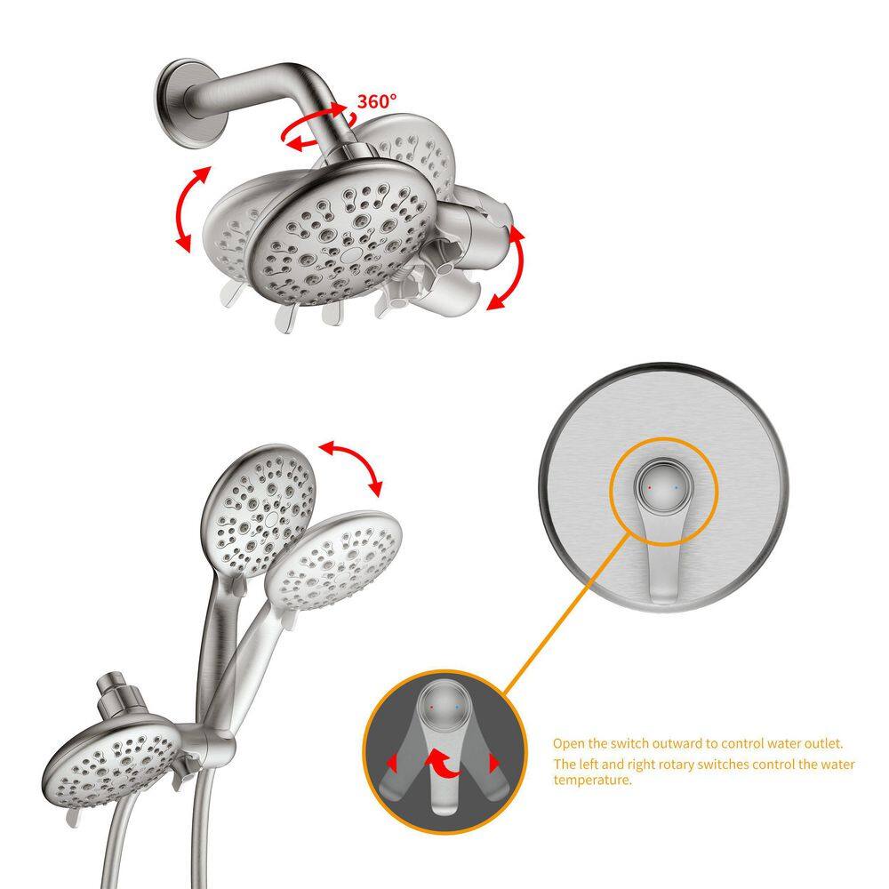 Brushed Nickel Multi-Head Wall Mounted Shower System