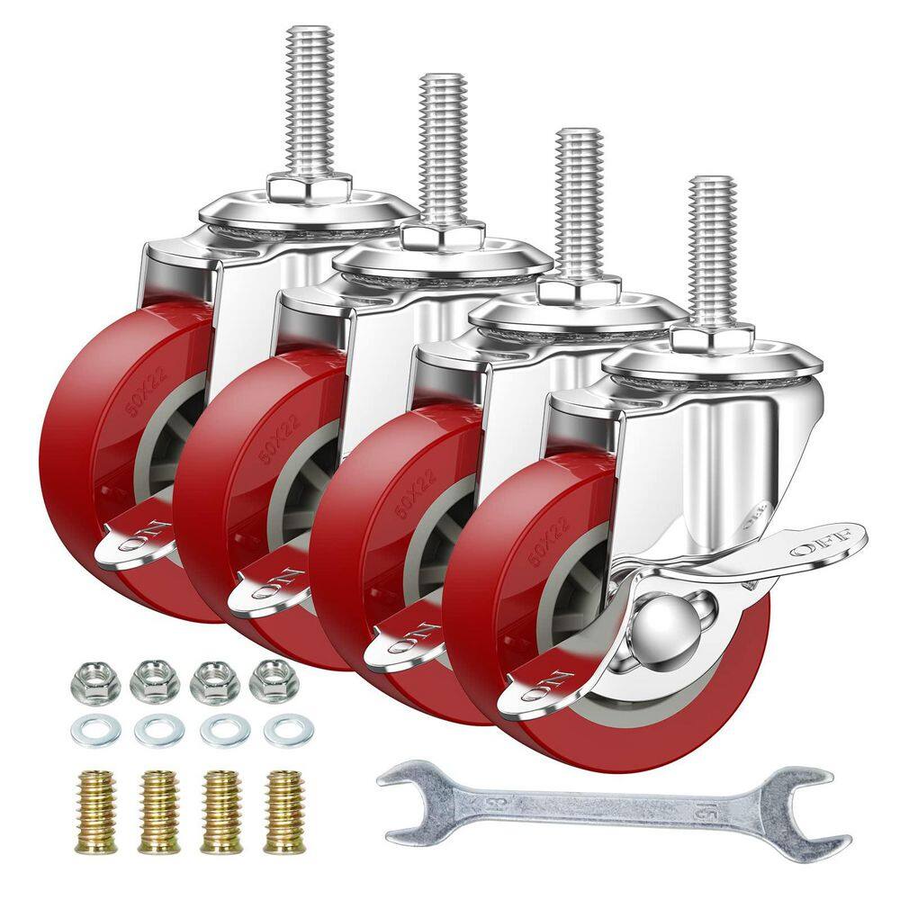 4-Pack Red 2 in. Swivel Caster Wheels Locking Brakes Heavy Duty Hardware Quiet Non-Marking 200 lbs. Load Capacity price history on PriceWatchPro