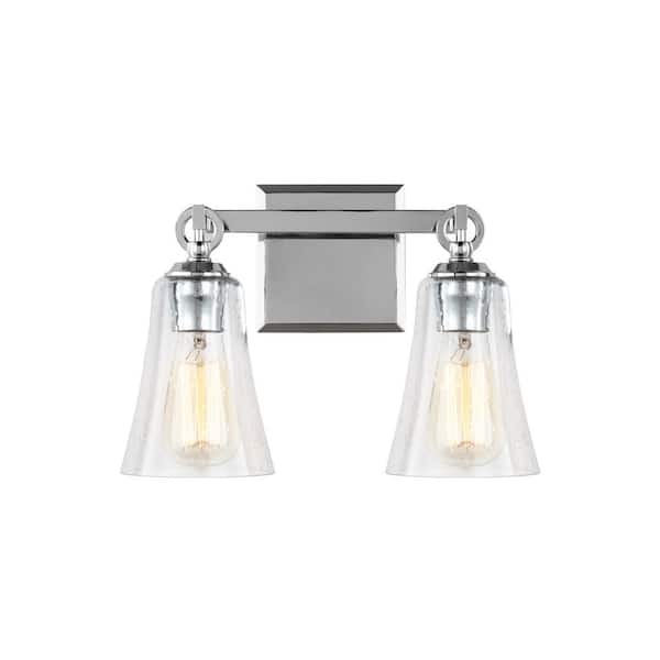 Generation Lighting Monterro 13.5 in. W. 2-Light Chrome Vanity Light with Clear Seeded Glass Shades