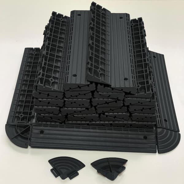 1/5 ft. x 1 ft. Plastic Deck Tile Straight Fascia Edge Trim in Drak Gray with 4-Corners (30-Per Case)