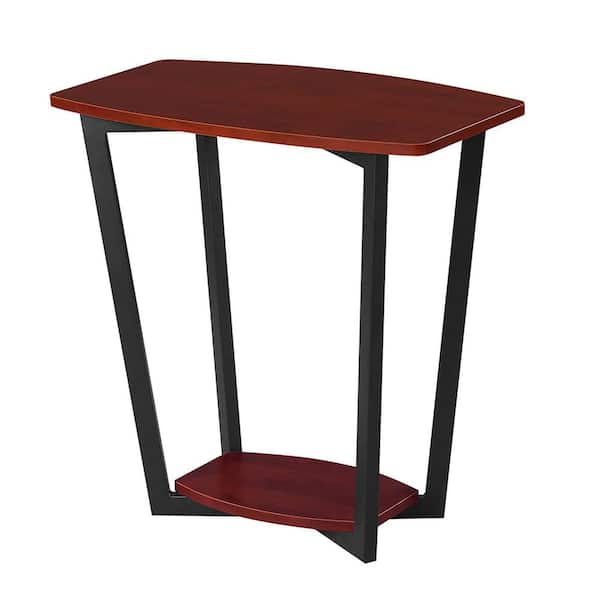 Convenience Concepts Graystone 23.75 in. Cherry and Black Rectangle Particle Board End Table with Shelf