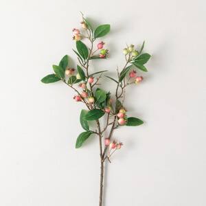 31 in. Pink Indoor Artificial Berry And Foliage Flower Spray