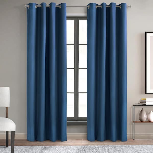 Unbranded Alpine Navy Polyester Solid 52 in. W x 63 in. L Grommet Indoor Blackout Curtain (Single Panel)