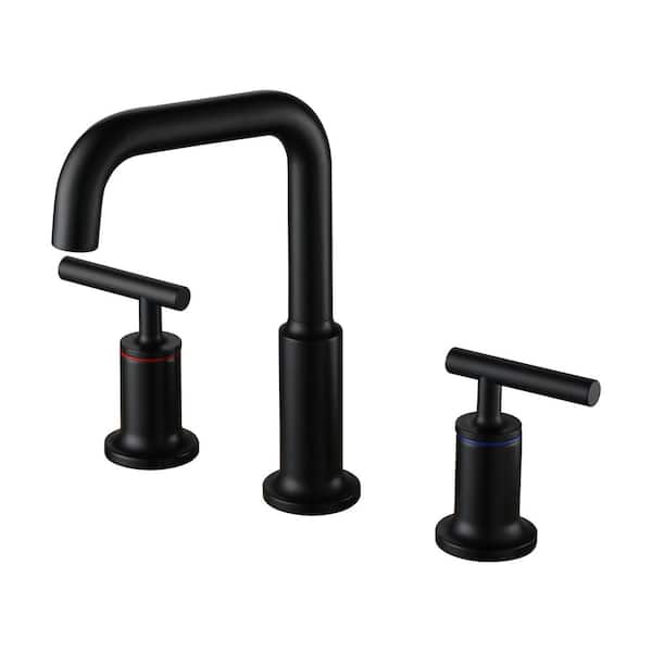 Boyel Living 8 in. Widespread 2-Handle High-Arc Bathroom Faucet with Ceramic Disk Valve in Matte Black