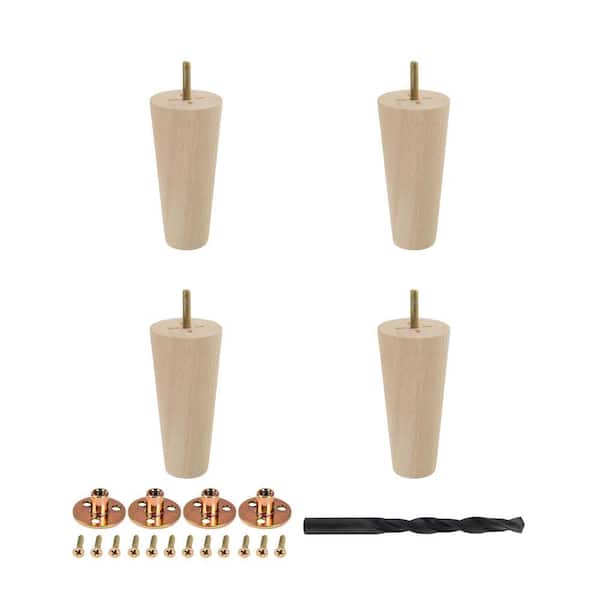 American Pro Decor 5 in. x 2-5/16 in. Mid-Century Unfinished Hardwood Round Taper Leg (4-Pack)