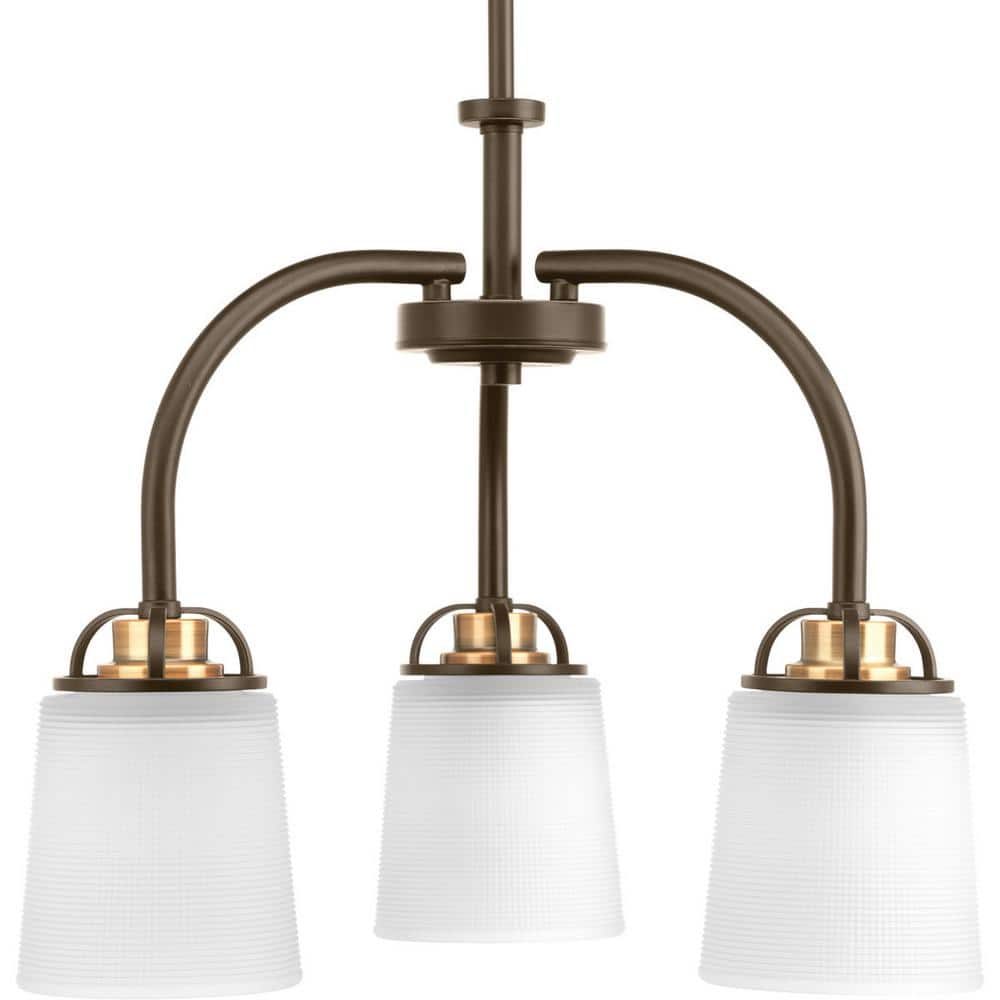West Village Collection 3-Light Antique Bronze Etched Double Prismatic Glass Farmhouse Chandelier Light price history on PriceWatchPro