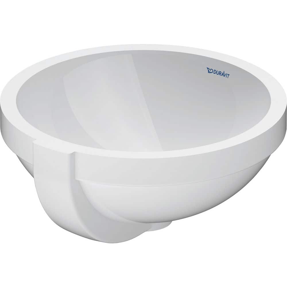 White Ceramic Circular Undermount Bathroom Sink with Overflow