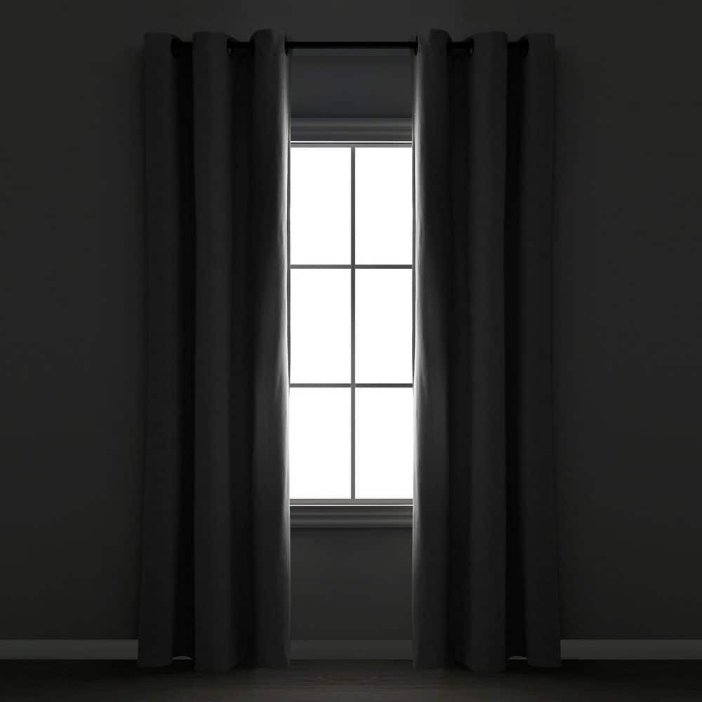 Light Gray Linen Blackout Grommet Window Curtain Panel 38" x 84"