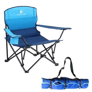 Blue Low Collapsible Camping Chair With Mat And Strap