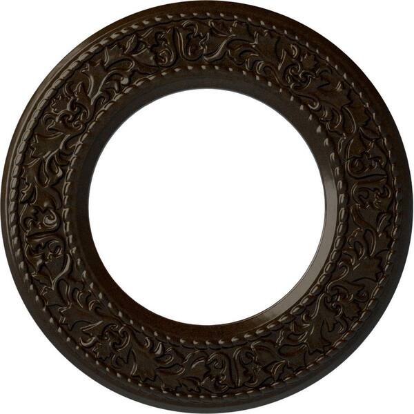 Ekena Millwork 3/4 in. x 13-3/8 in. x 13-3/8 in. Polyurethane Jet Blackthorn Ceiling Medallion, Bronze
