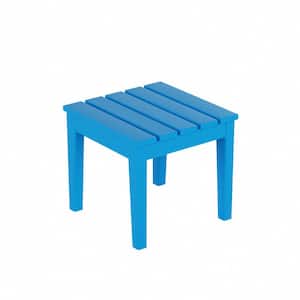 Shoreside Pacific Blue Square HDPE Plastic 18 in. Modern Outdoor Side Table