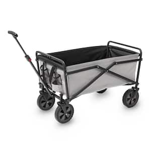 150 lbs. Capacity Manual Folding Steel Wagon Outdoor Garden Cart in Gray
