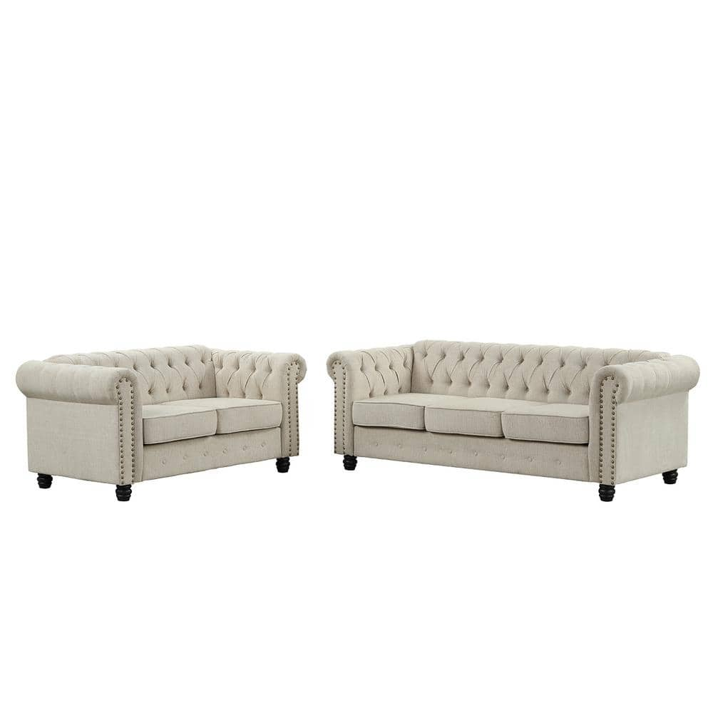 Morden Fort Linen Couches for Living Room Sets, Loveseat and Sofa 2 ...