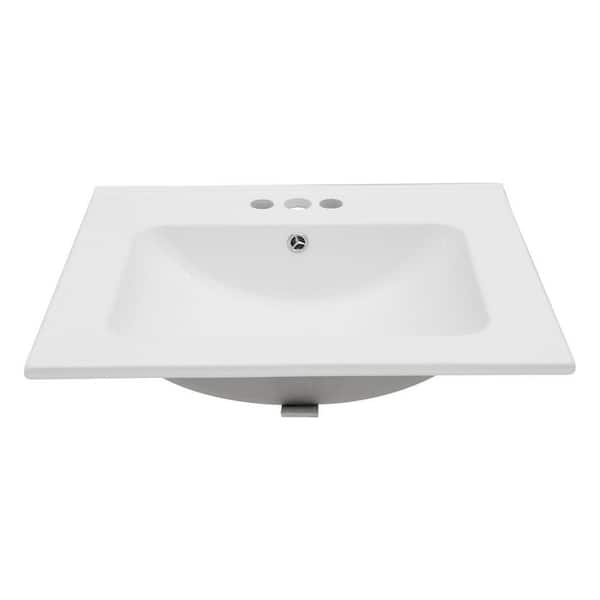 Anky 24 in. W Drop-in Bathroom Sink in White Ceramic