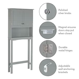 Ashland 27.44 in. W x 64.88 in. H x 7.81 in. D Gray Over-the-Toilet Storage