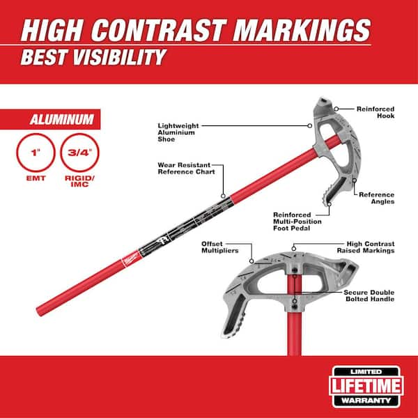 Milwaukee 1 in. EMT Aluminum Conduit Bender and 9 in. 7-in-1