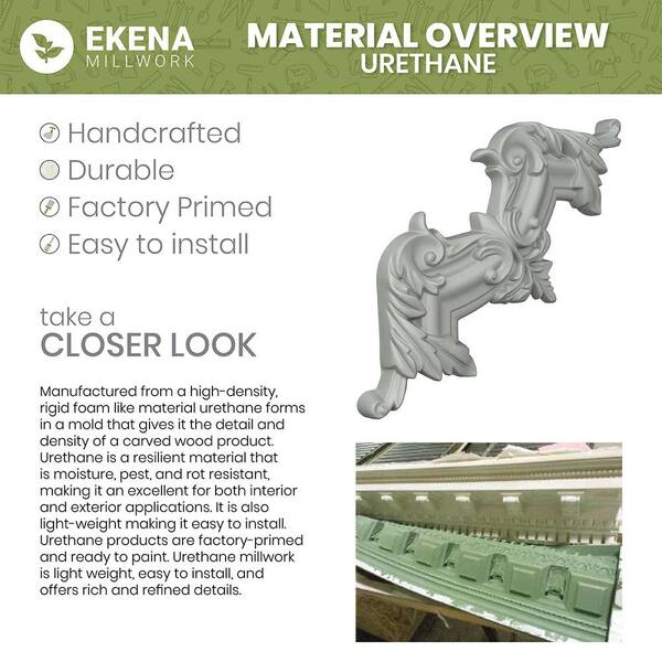 Ekena Millwork Kirizma 6.5 in. D x 6.5 in. W x 96 in. L Polyurethane Crown Moulding