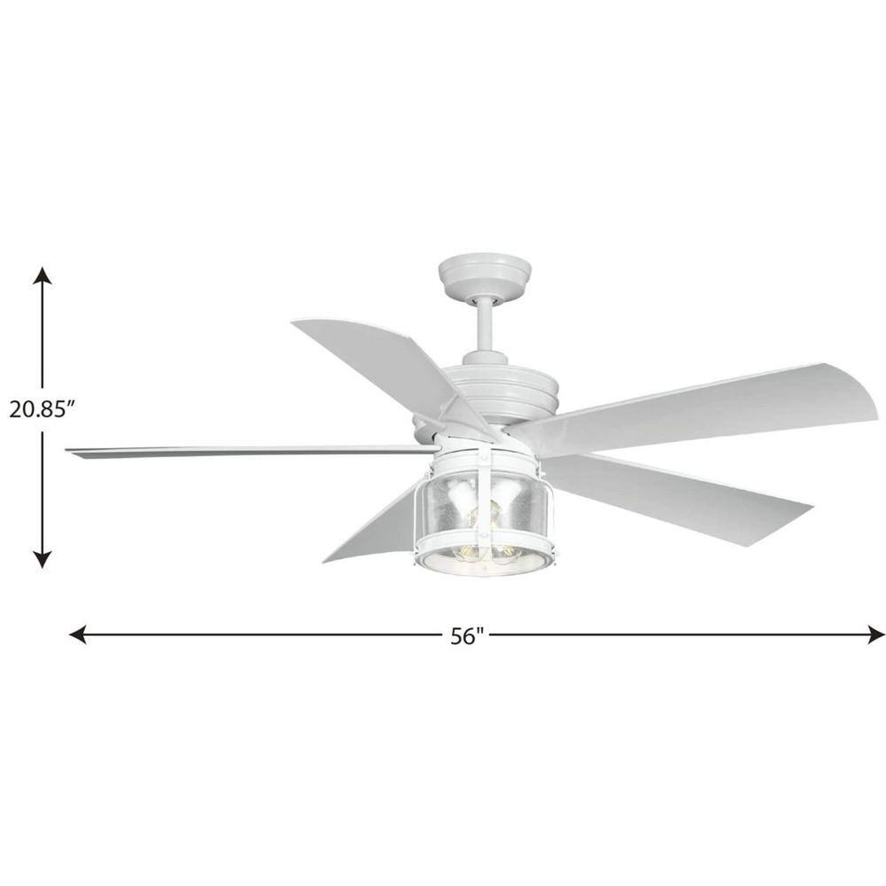 Midvale 56" White Steel Ceiling Fan with LED Light and Remote