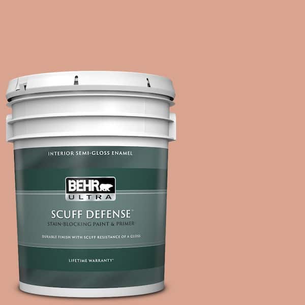 BEHR ULTRA 5 gal. Home Decorators Collection #HDC-CT-13 Apricotta Extra Durable Semi-Gloss Enamel Interior Paint & Primer