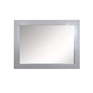 23 in. W x 31 in. H Rectangular Framed Wall Bathroom Vanity Mirror in Light Gray