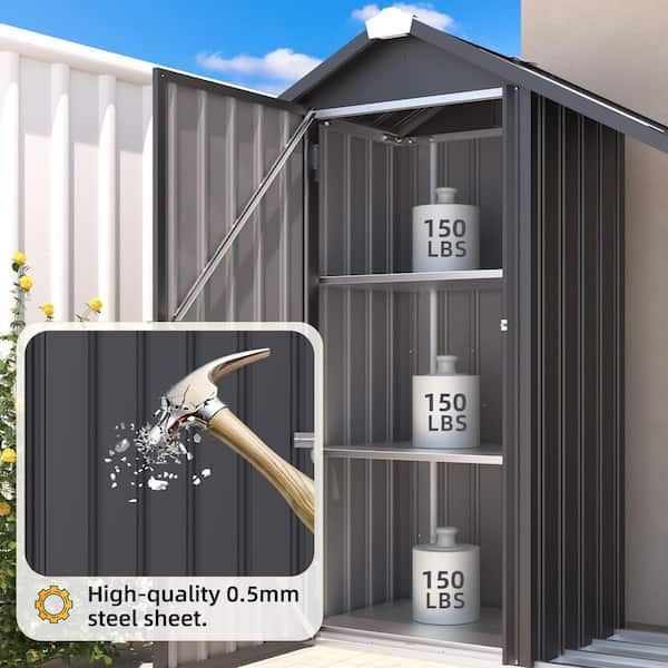 AECOJOY 4.5 ft. W x 2 ft. D Metal Outdoor Storage Shed with