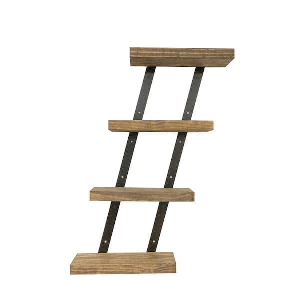 Del Hutson Designs Quartette 16 in. Dark Walnut Jet Tiered Shelf