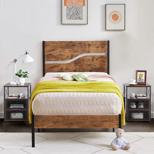 bed frame with nightstands