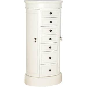 Sabrina White Jewelry Armoire with 7 Drawers