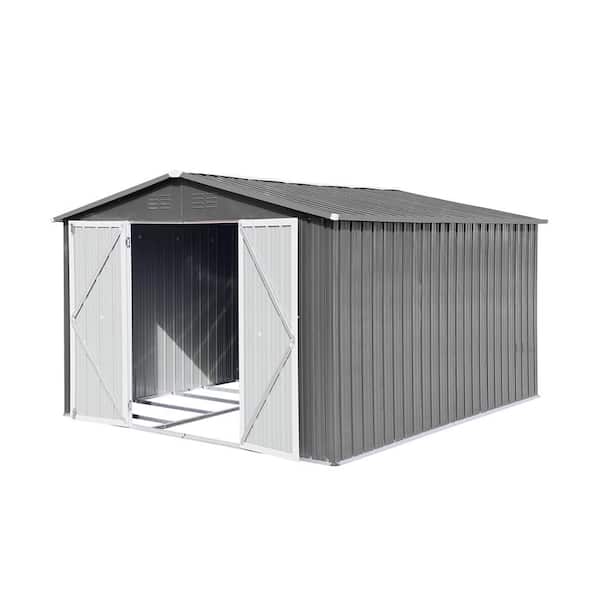 10 ft. W x 12 ft. D Metal Shed with Double Door (120 sq. ft. )