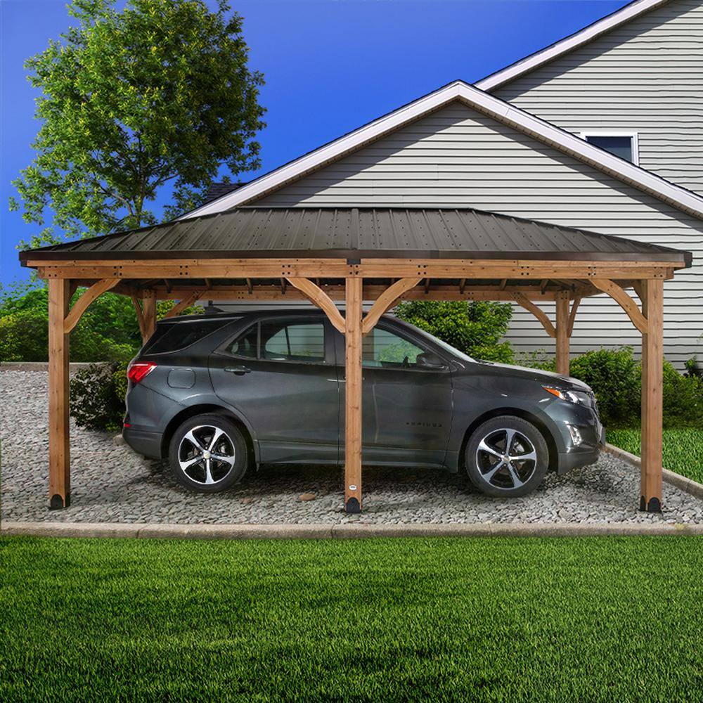Barrington 20' x 12' Cedar Wood Gazebo with Steel Roof
