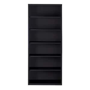 82 in. Tall Black Metal 6-Shelf Standard Bookcase with Adjustable Shelves