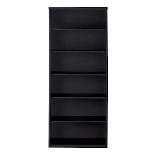 Hirsh 82 in. Tall Black Metal 6-Shelf Standard Bookcase with Adjustable Shelves