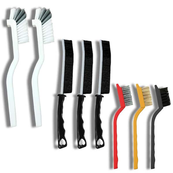Hard Bristle Crevice Cleaning Brush Set for Deep Cleaning Kitchen Bathroom Sink Grout and Tight Spaces (8-Pack)