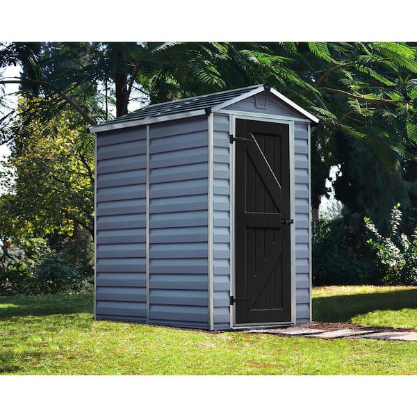 SkyLight 4 ft. W x 6 ft. D Dark Gray Deco Plastic Garden Outdoor Storage Shed 23 sq. ft.