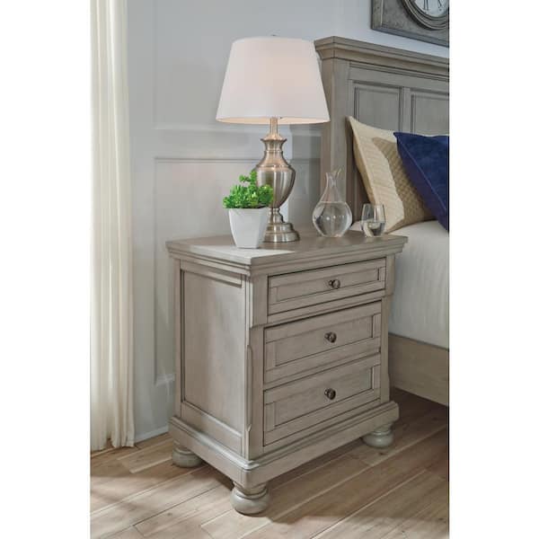 Signature DESIGN BY ASHLEY Lettner Gray 2-Drawers 28.75 in. W Nightstand