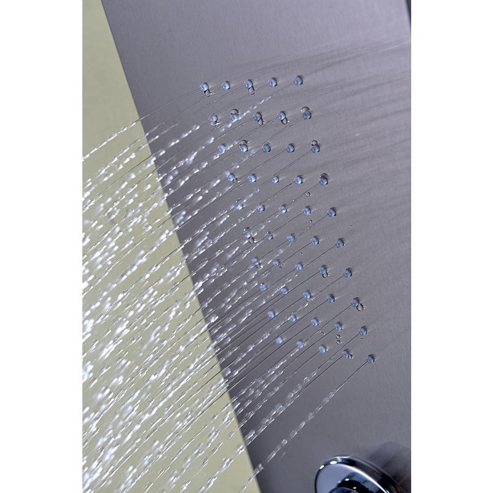 Arc 64'' Brushed Stainless Steel Shower Panel with LED Rainfall Head