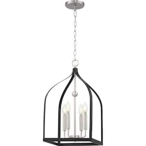 Abner Mill 4-Light Brushed Nickel Chandelier with Matte Black Accents