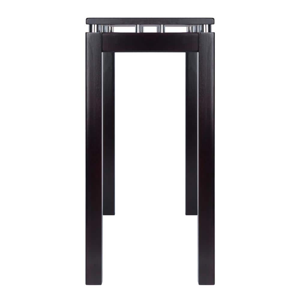 Elevated Dark Espresso Wood Console Table with Chrome Accents