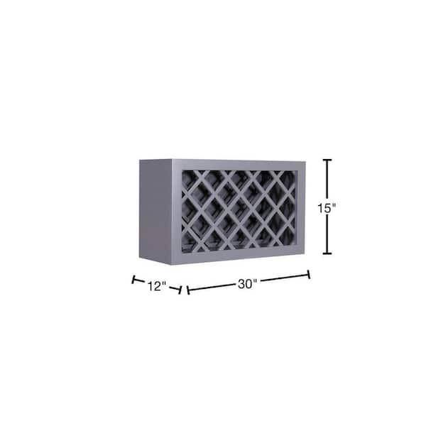 LIFEART CABINETRY Lancaster Gray Plywood Shaker Stock Assembled Wall Wine Rack Cabinet in Gray 36 in. W x 15 in. H x 12 in. D