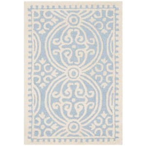 Cambridge Light Blue/Ivory Doormat 2 ft. x 3 ft. Geometric Medallion Area Rug