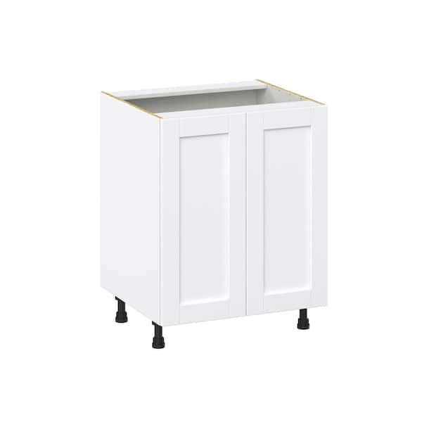 J COLLECTION Mancos Bright White Shaker Assembled Sink Base Kitchen Cabinet with Full High Door (27 in. W X 34.5 in. H X 24 in. D)