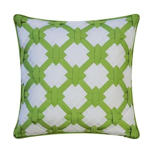 2-Tone Intricate Woven Indoor/Outdoor Leaf/White 18 x 18 Decorative Pillow