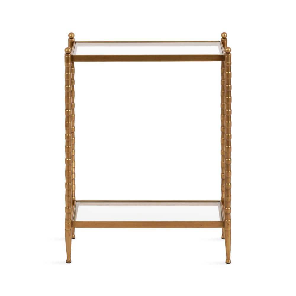 Prisha 18 in. Gold Rectangle Glass End Table - thumbnail 3